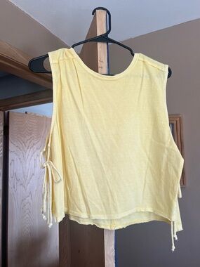 We The Free Yellow Tie-Side Crop Tank Top